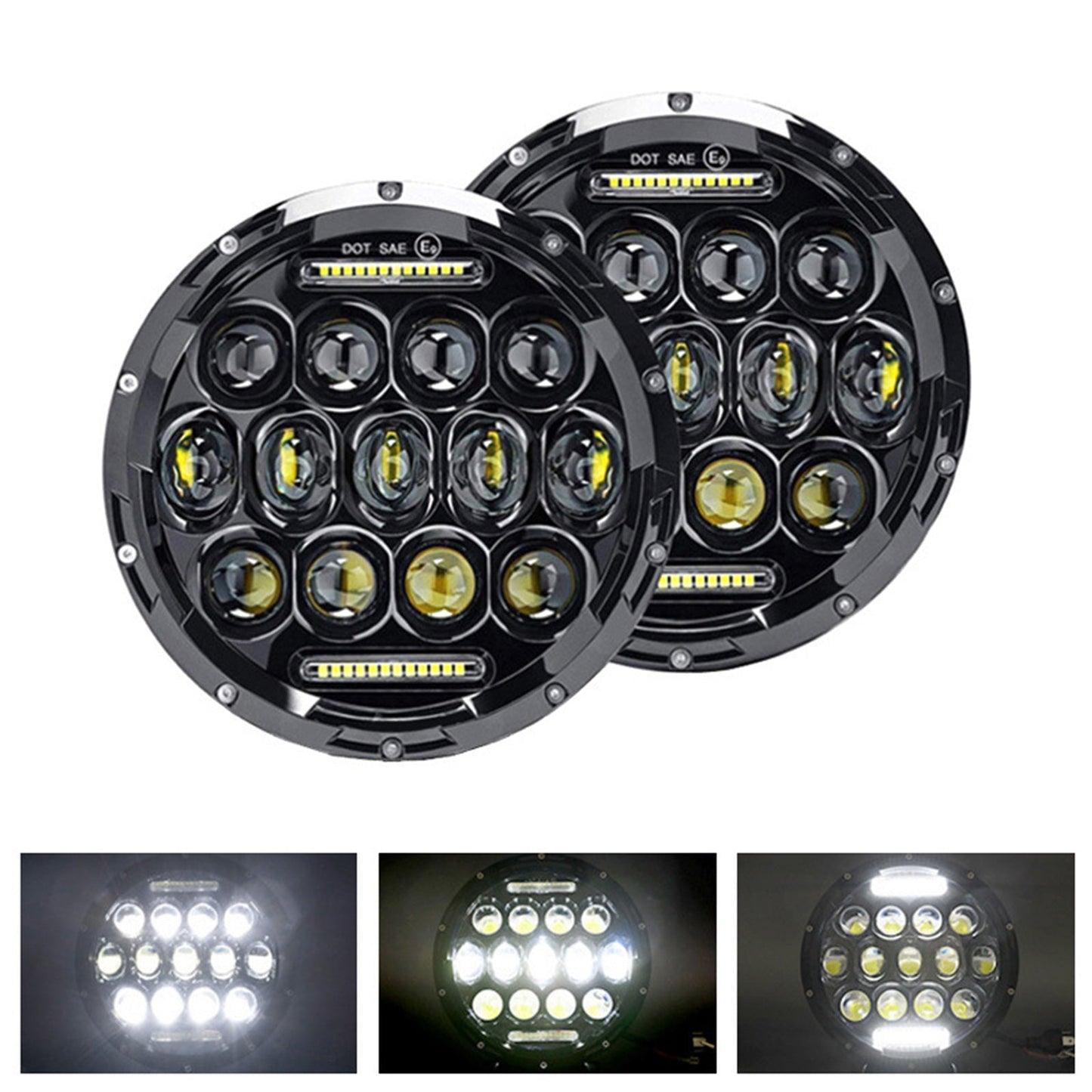Pair of 7-Inch Round LED Headlights Hi/Lo DRL Beam Sealed Headlamps Suitable For Nissan Patrol-1