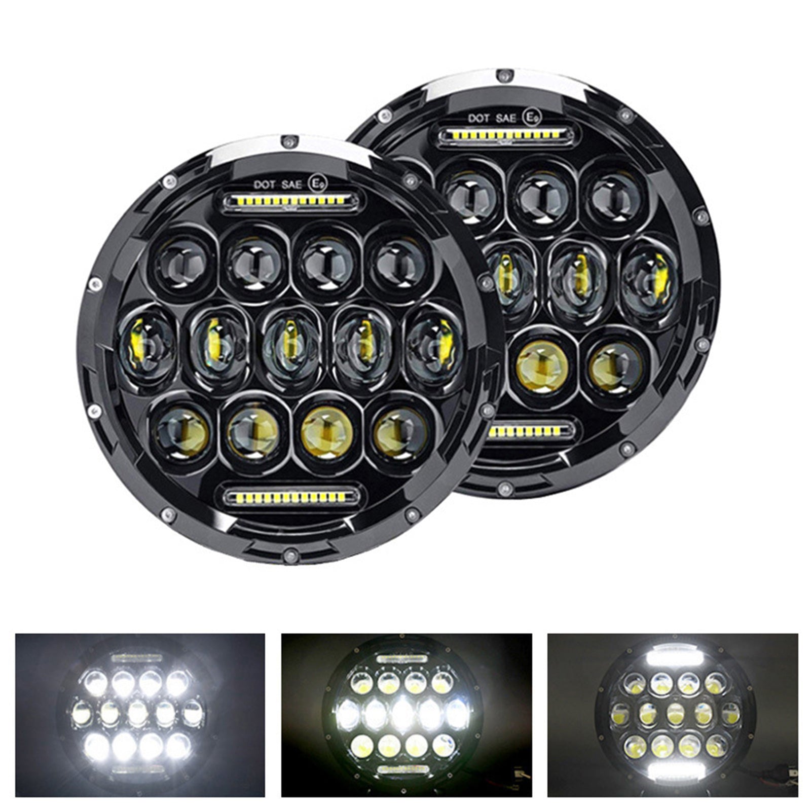 Pair of 7-Inch Round LED Headlights Hi/Lo DRL Beam Sealed Headlamps Suitable For Nissan Patrol-1