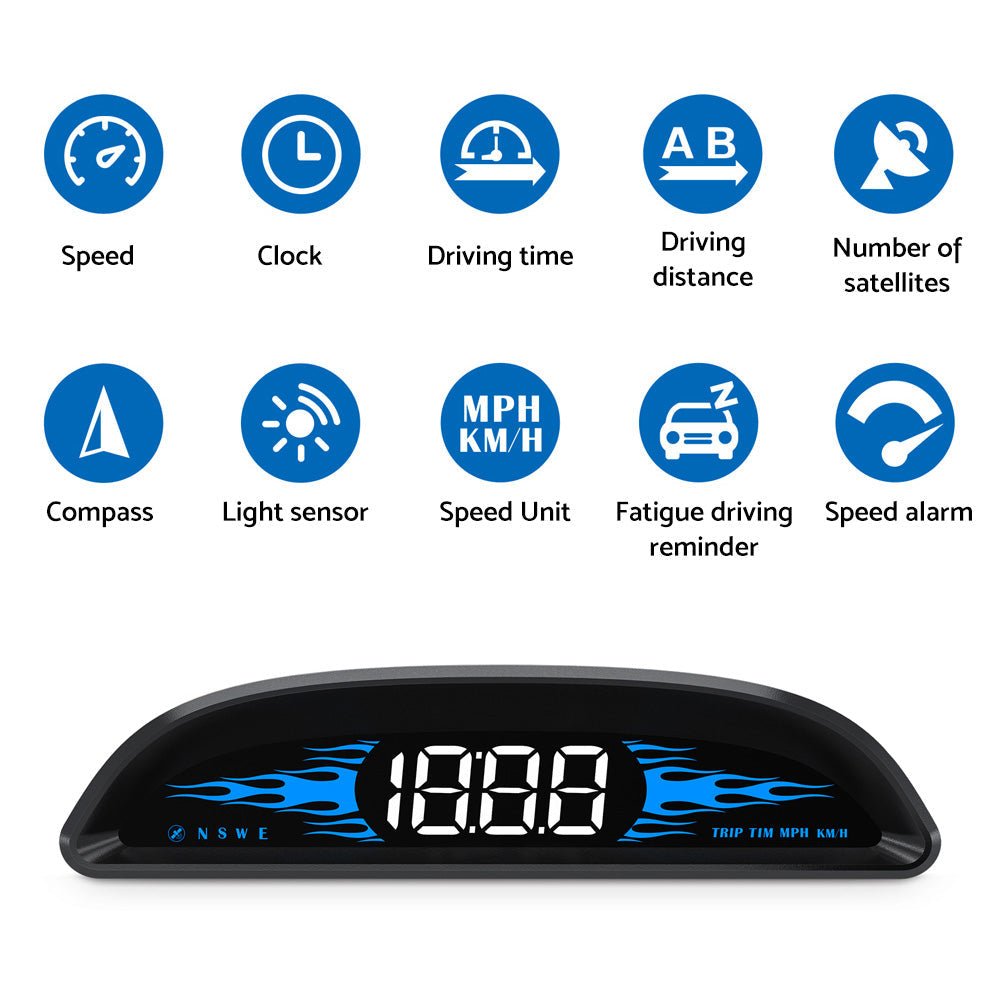 Car HUD Head-Up Display LCD Digital GPS Speedometer with Overspeed Alarm Universal-4