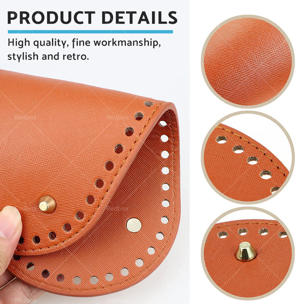 8PCS PU Leather Shaper Base Pad DIY Crochet Bag Bottom Oval Knitting Accessories-4