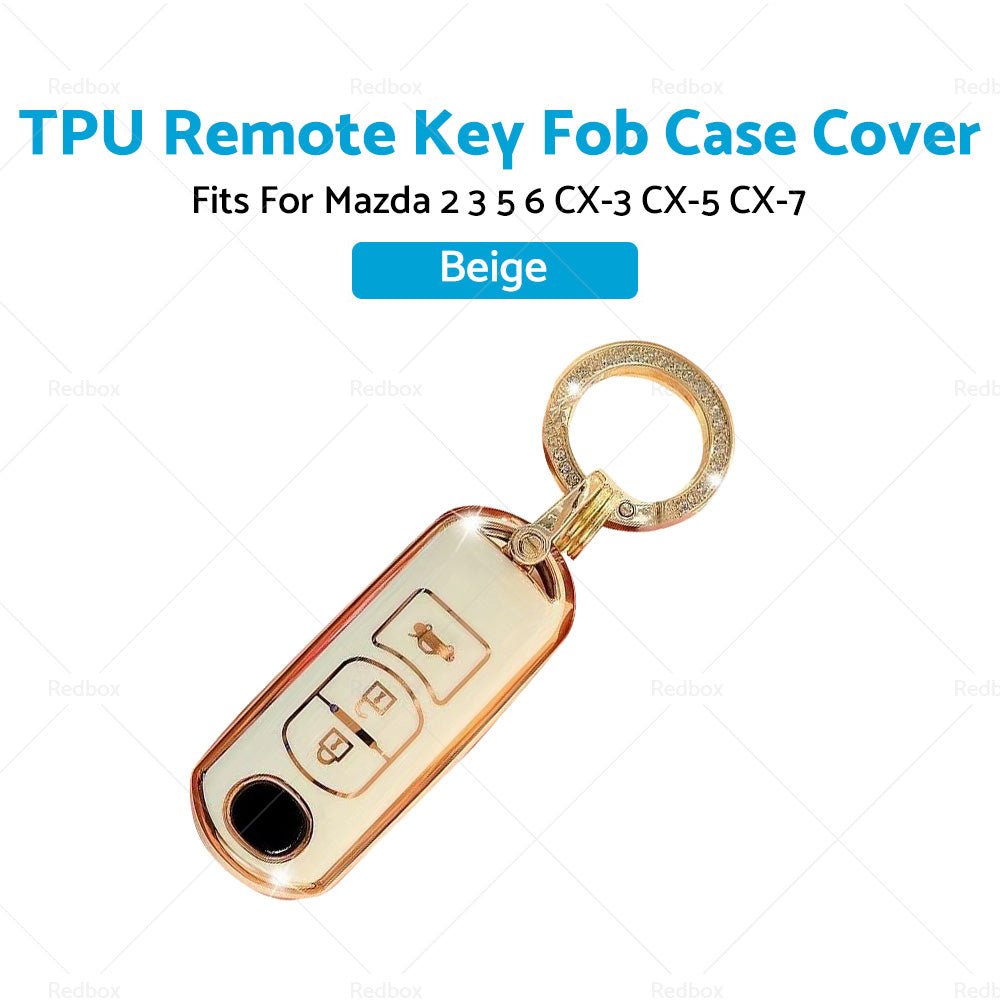 Beige TPU Car Remote Key Fob Case Cover Fits For Mazda 2 3 5 6 CX - 3 CX - 5 CX - 7 - Frazy's Auto Parts