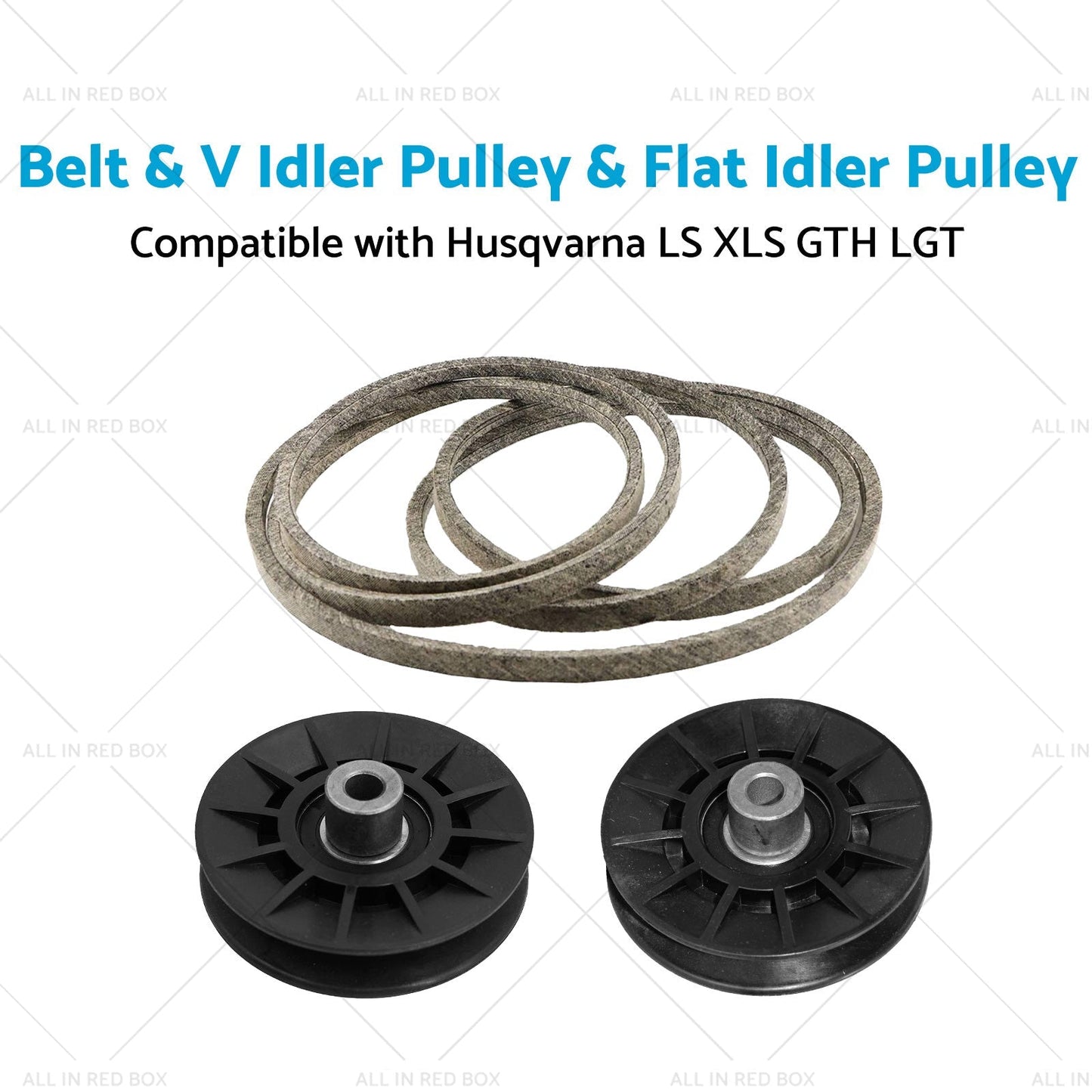 Belt with V - Idler Pulley & Flat Idler Pulley Suitable For Husqvarna LS / XLS / GTH / LGT Models - Frazy's Auto Parts