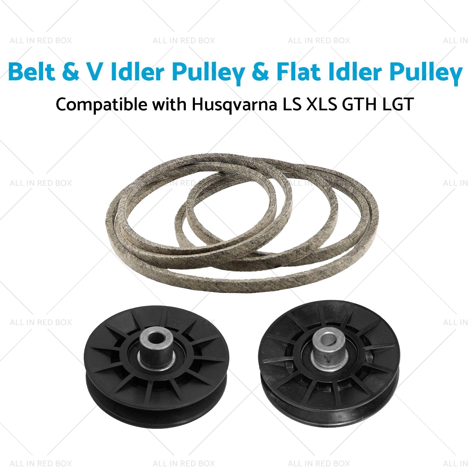 Belt with V - Idler Pulley & Flat Idler Pulley Suitable For Husqvarna LS / XLS / GTH / LGT Models - Frazy's Auto Parts