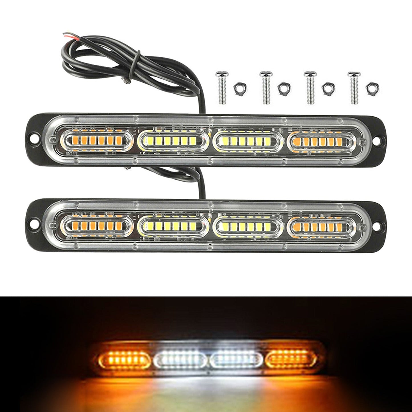 2x 48LED Amber Recovery Strobe Flashing Grille Lightbar Lamp Suitable For Truck-4