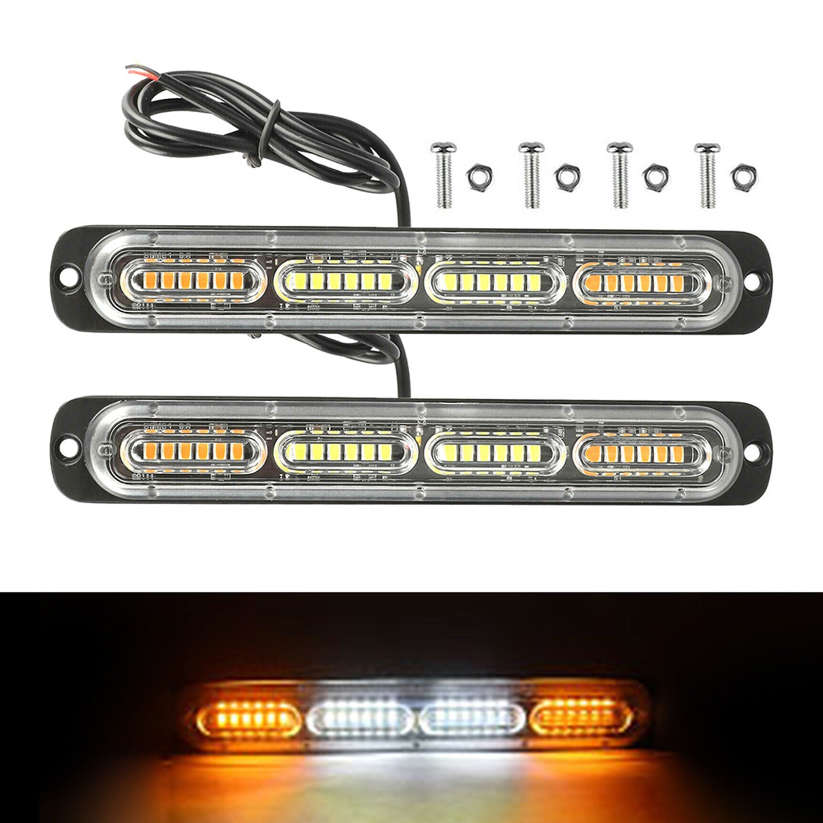 2x 48LED Amber Recovery Strobe Flashing Grille Lightbar Lamp Suitable For Truck-4