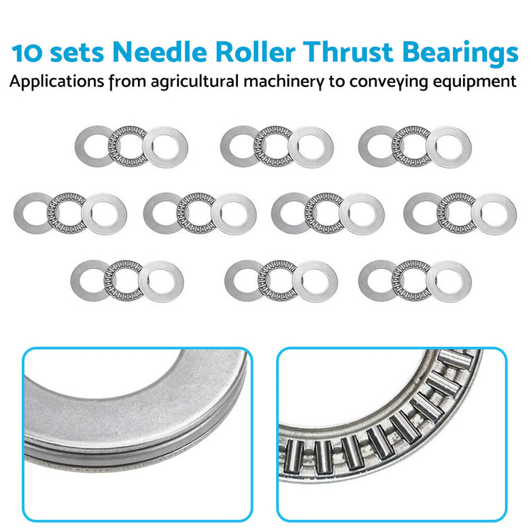 10PCS 20mm x 35mm x 2mm AXK2035 Thrust Needle Roller Bearing with AS2035 Washer-1
