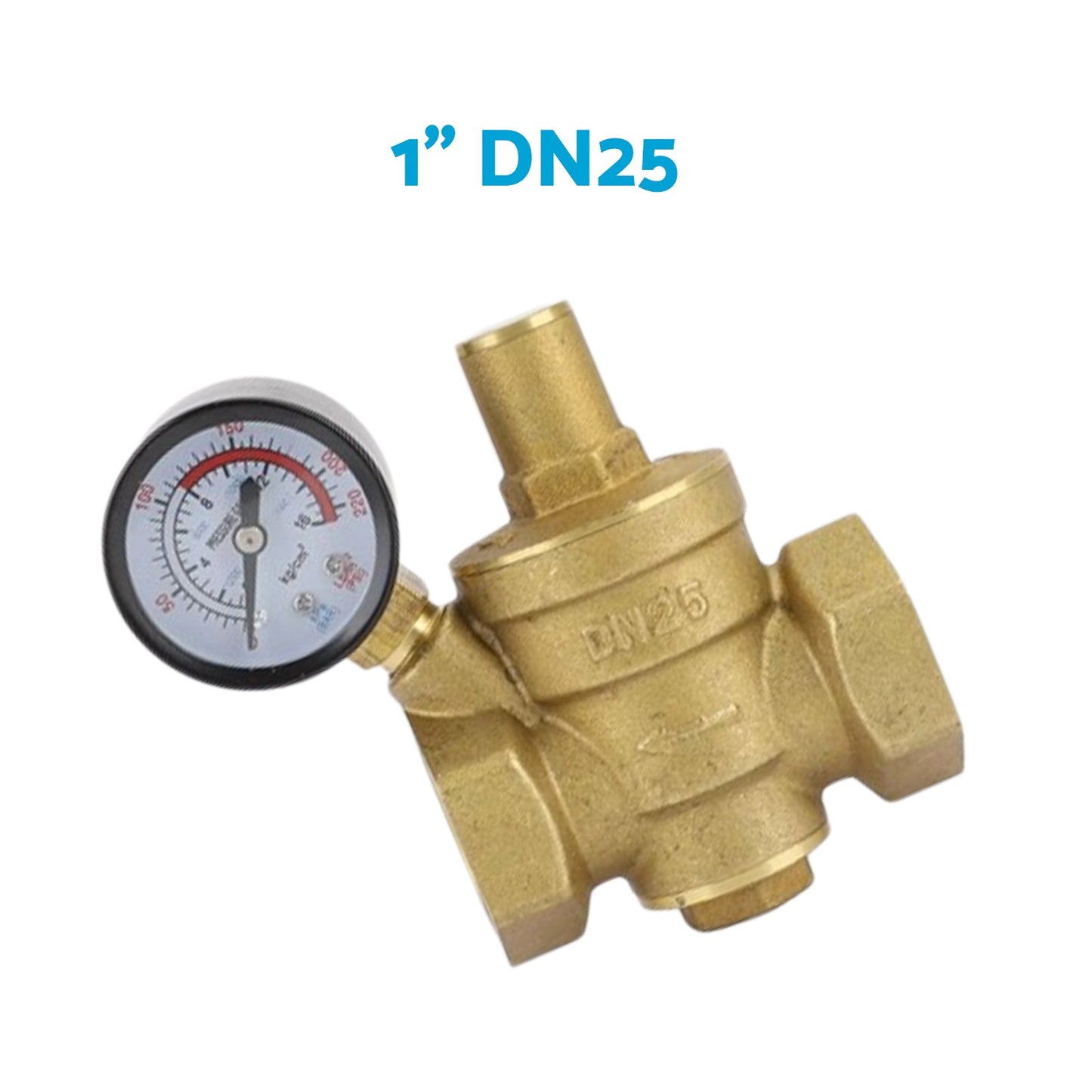 Brass Adjustable Water Pressure Reducing Valve with Gauge DN15 / DN20 / DN25 - Frazy's Auto Parts