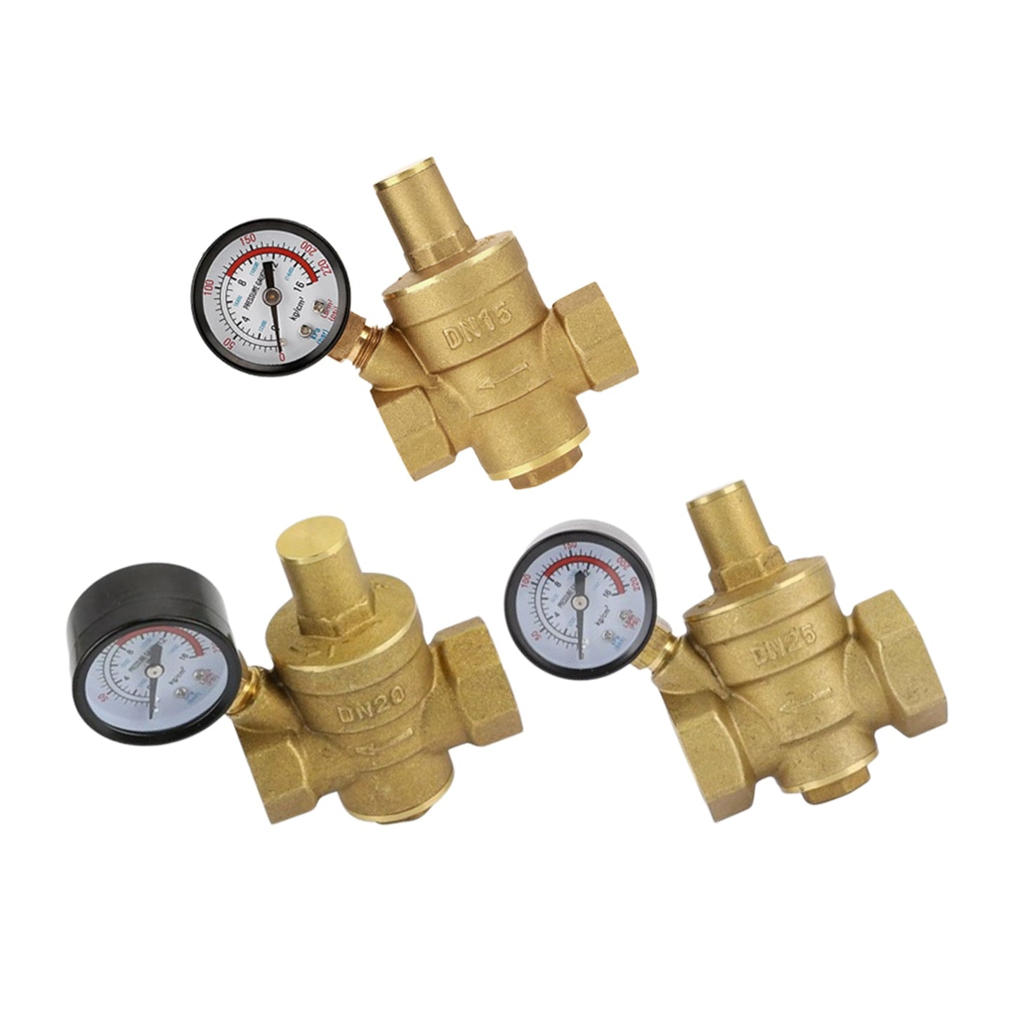 Brass Adjustable Water Pressure Reducing Valve with Gauge DN15 / DN20 / DN25 - Frazy's Auto Parts