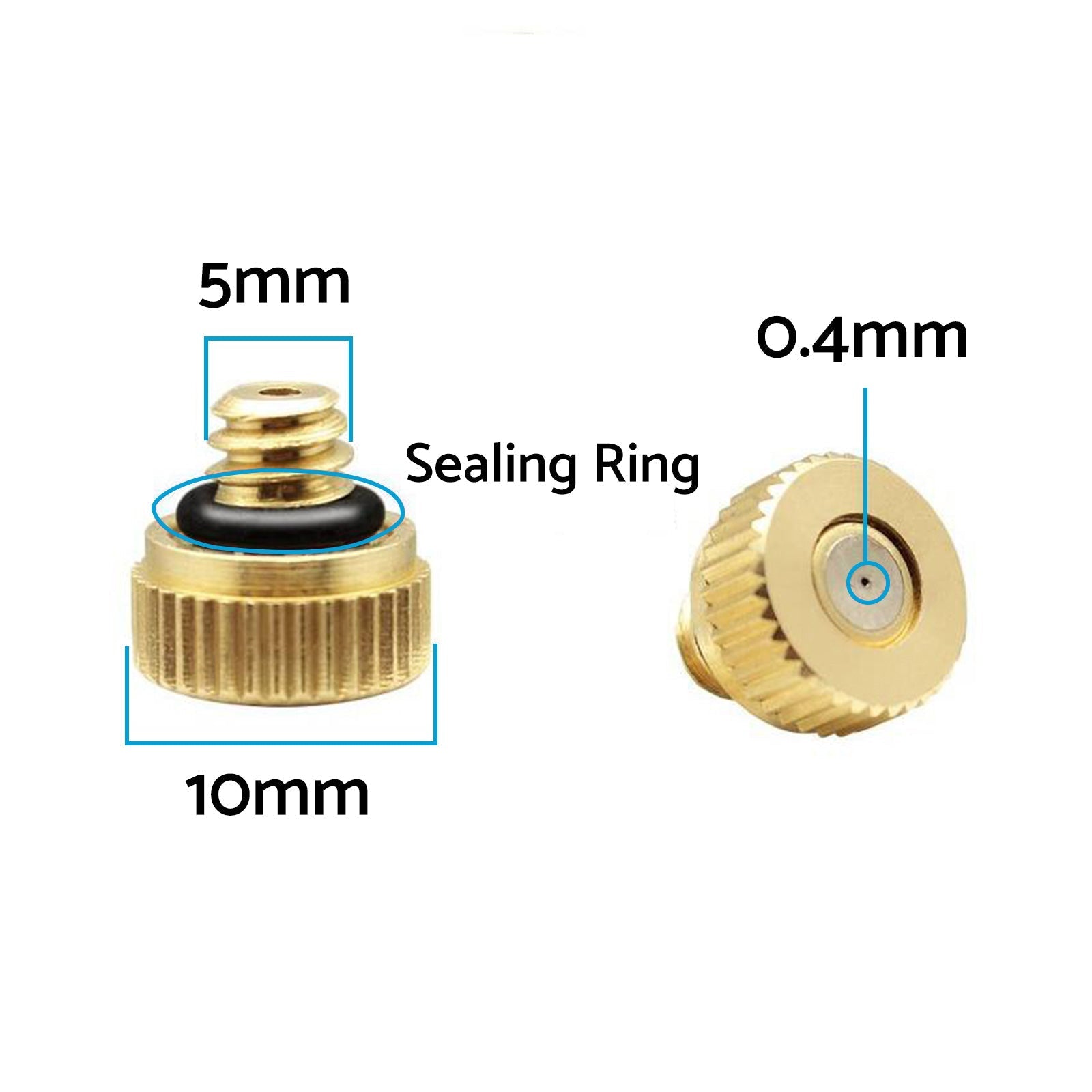 Brass Misting Nozzles Kit 0.016 Inch 10 - 24 For Cooling System Water Mister Sprinkle - Frazy's Auto Parts