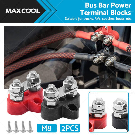 Bus Bar Terminal Blocks Heavy Duty M8+M8 Positive Power Distribution Studs - Frazy's Auto Parts