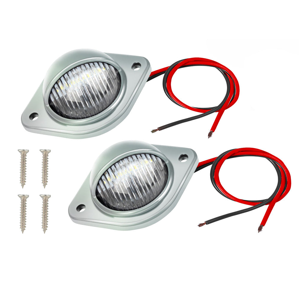 2x 12V LED Number Plate Lights Chrome Suitable For Car, Trailer, Truck, Caravan, Van & Boat-1