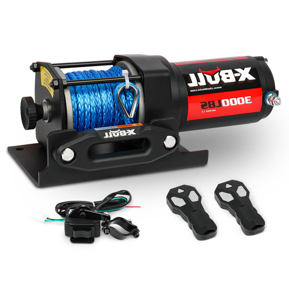 Electric Winch 12V 3000lbs Synthetic Rope 2 Remotes Suitable For ATV UTV Boat-1