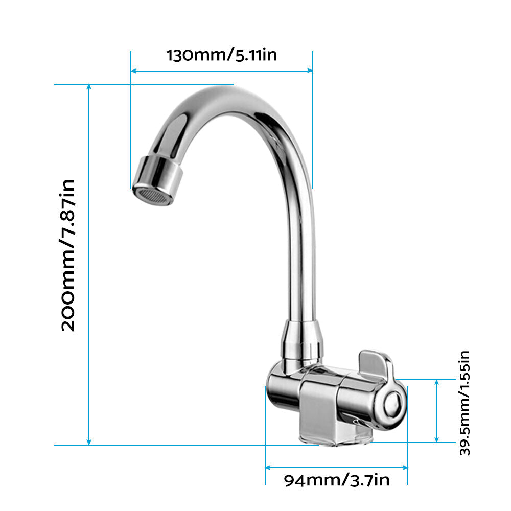 For RV Motorhome Faucet Single Cold Water Tap 360 Degree Rotation 1 or 2in Mounting-1