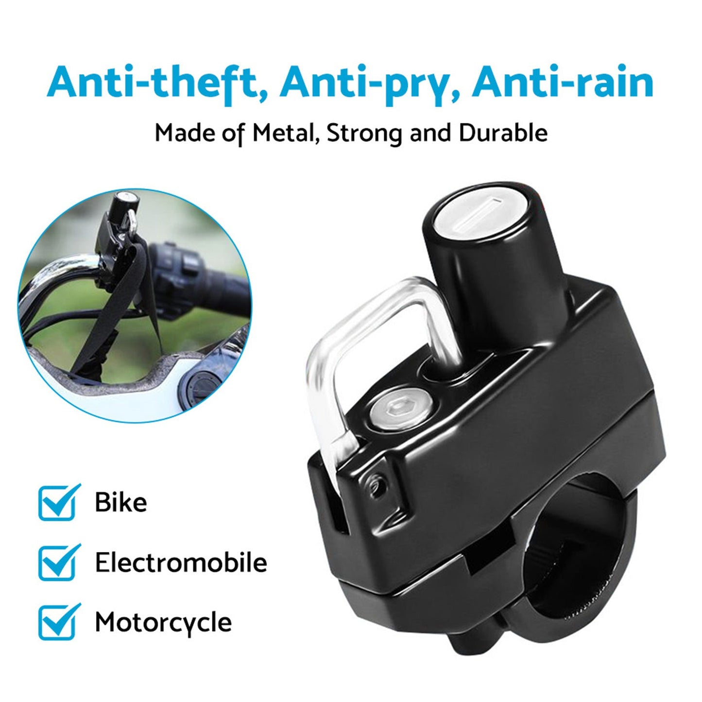 Motorcycle Helmet Lock 22mm 25mm Handlebar Frame Tube Suitable For Harley-2