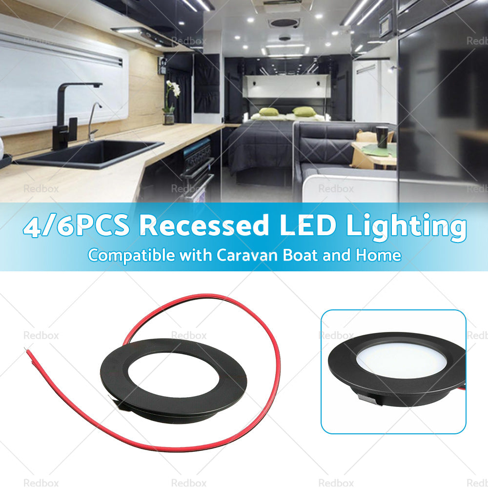 4/6x 12V Dimmable Spot Lights Suitable For Caravan & Boat Black Downlight Warm White AU-2