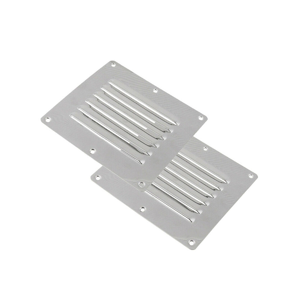 2x Stainless Steel Rectangular Air Vents Suitable For Caravan, Boat & Home Wall Installation-1
