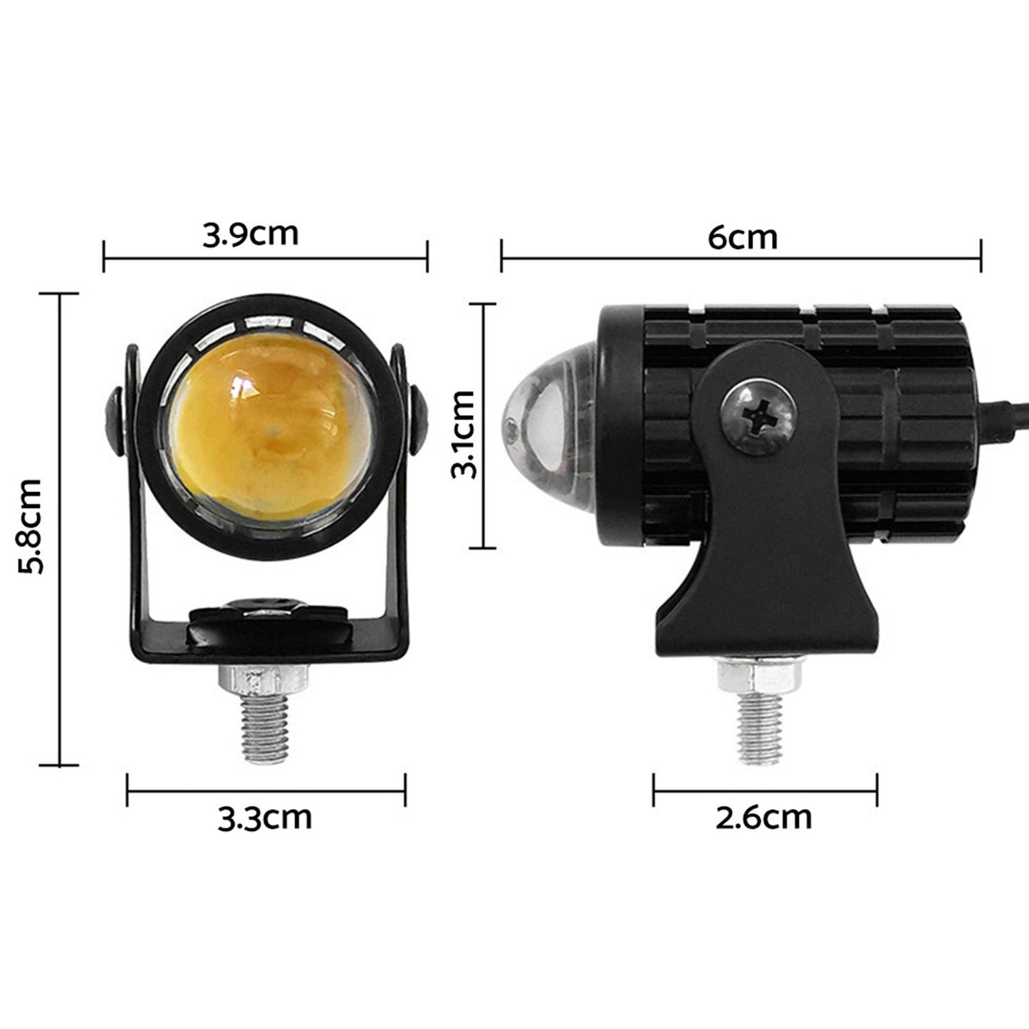 2X LED Motorcycle Headlight Spot Lights Car Driving Fog Lamp Yellow White 12-24V-4
