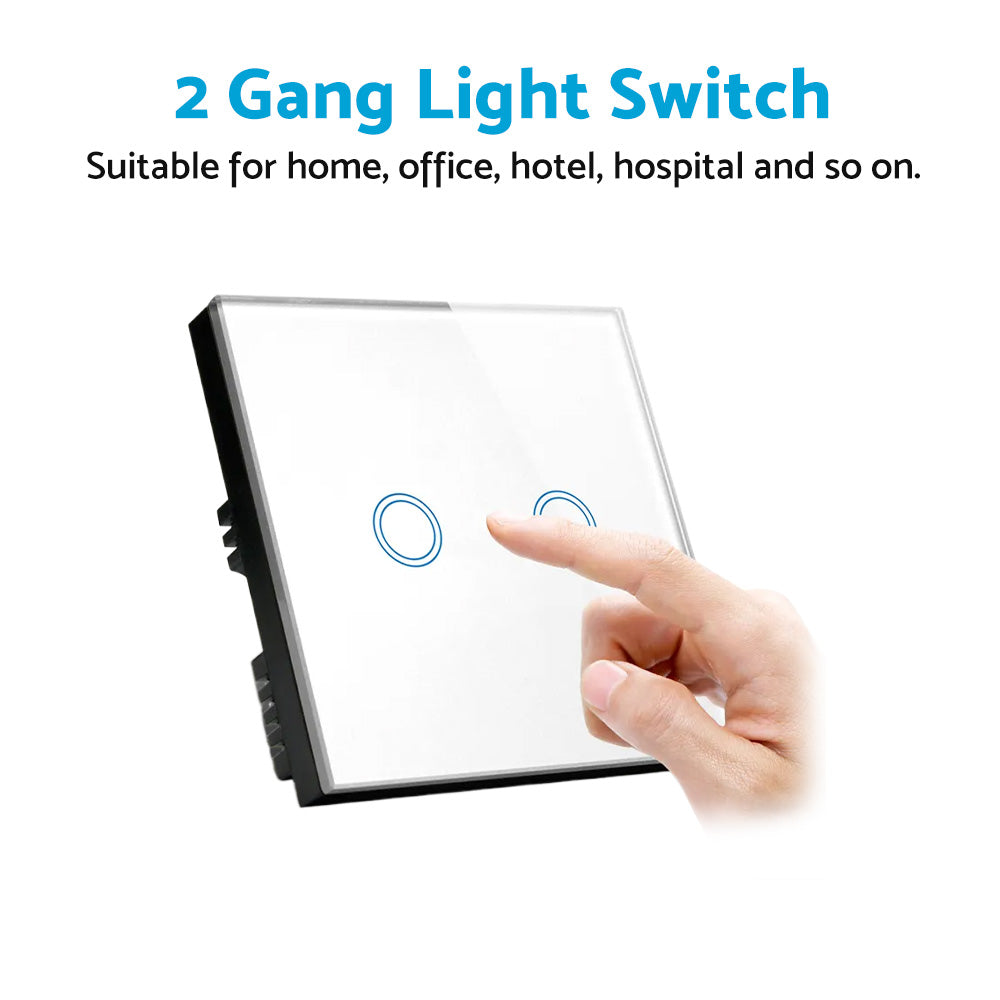 87x87mm LED Touch Wall Light Switch 2-Gang 1-Way Suitable For Home & Office Installation-2