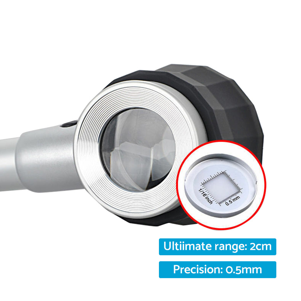 Hand Held 45x Magnifying Glass Jewellery Magnifier Loupe with Scale 3 Led Lights-3