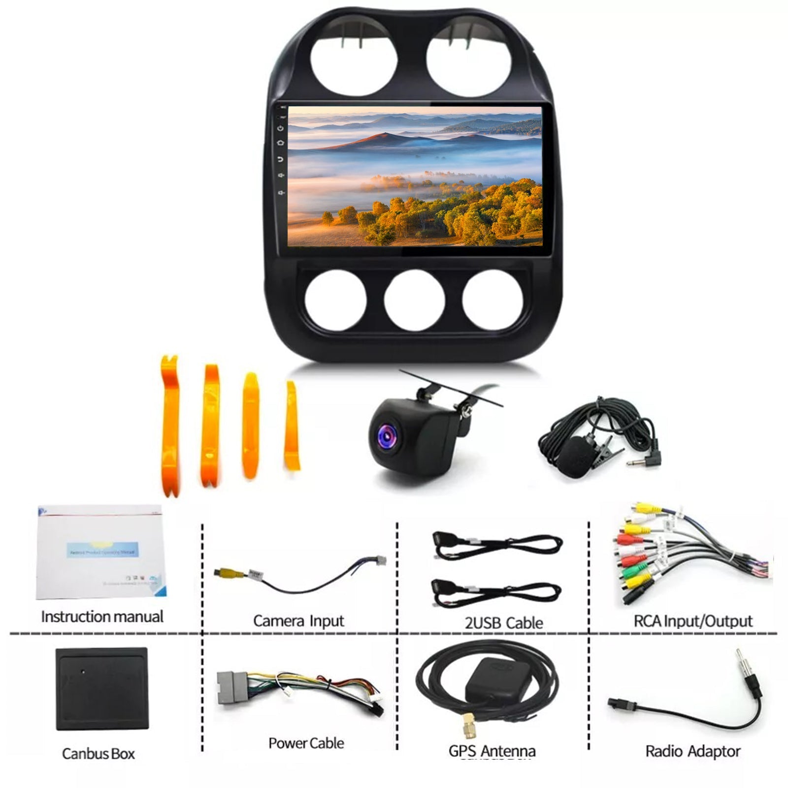 Carplay 10in Car Stereo Radio Suitable For Jeep Compass 09-16 Apple Carplay Android 13-3