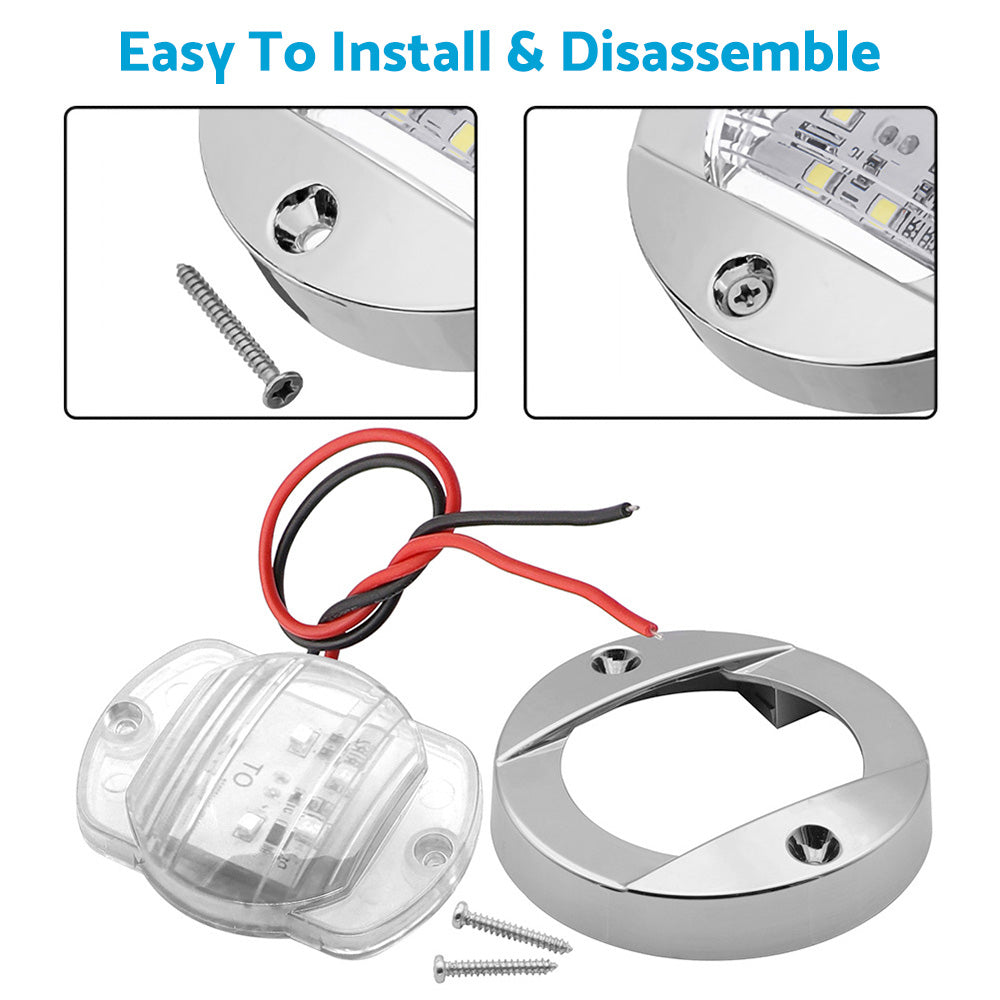 4x Round LED Marine Boat Cabin & Deck Courtesy Lights Suitable For Walkway – White Stern Light-2