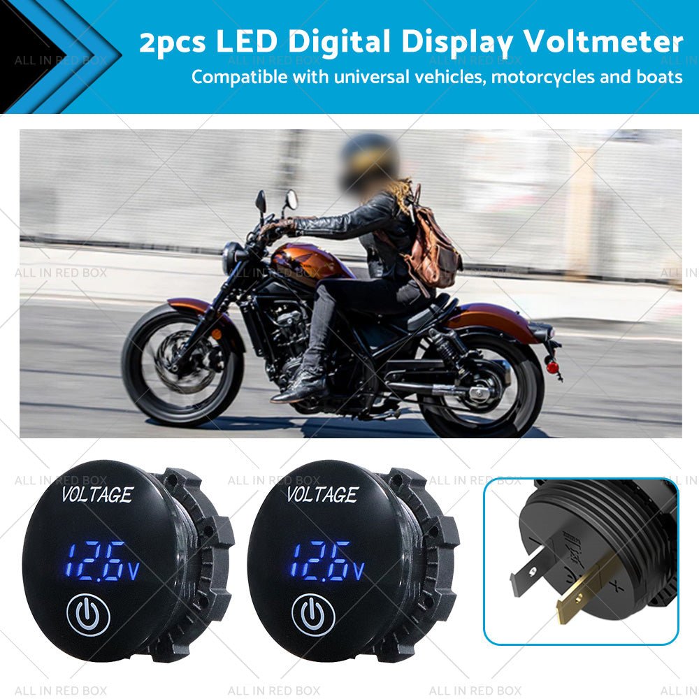 Car Panel Voltmeter 2PCS Volt Gauge Voltage Meter 12V - 24V LED Digital Display DC - Frazy's Auto Parts