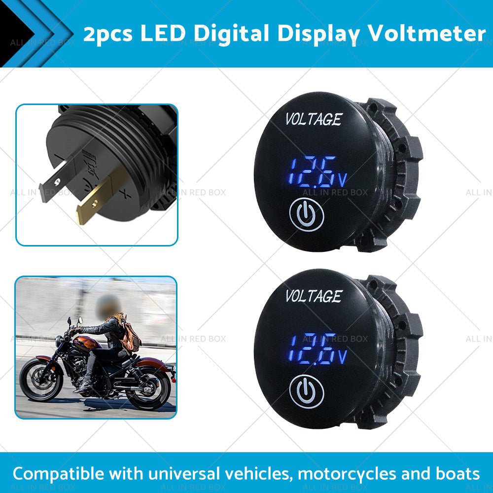 Car Panel Voltmeter 2PCS Volt Gauge Voltage Meter 12V - 24V LED Digital Display DC - Frazy's Auto Parts