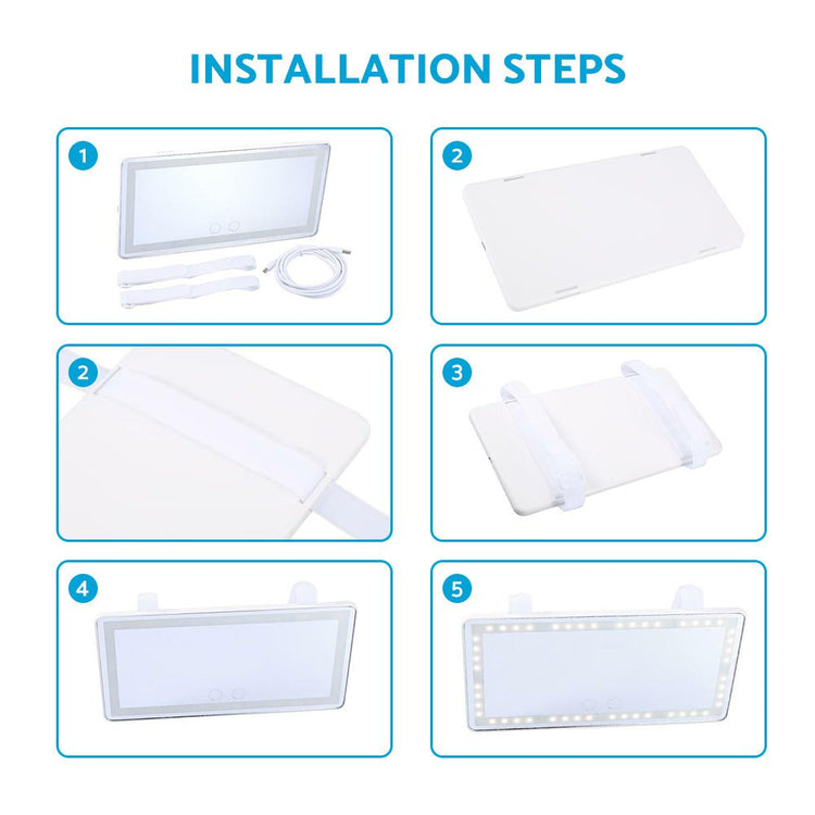 Car Sun Visor LED Makeup Cosmetic Mirror Set With 3 - Type Light Touch Screen Suitable For Vehicle Use - Frazy's Auto Parts