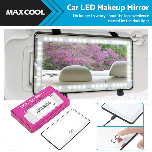 Car Sun Visor Makeup Cosmetic Mirror Set with 3 Type 60 LED Light Black 26x13cm - Frazy's Auto Parts
