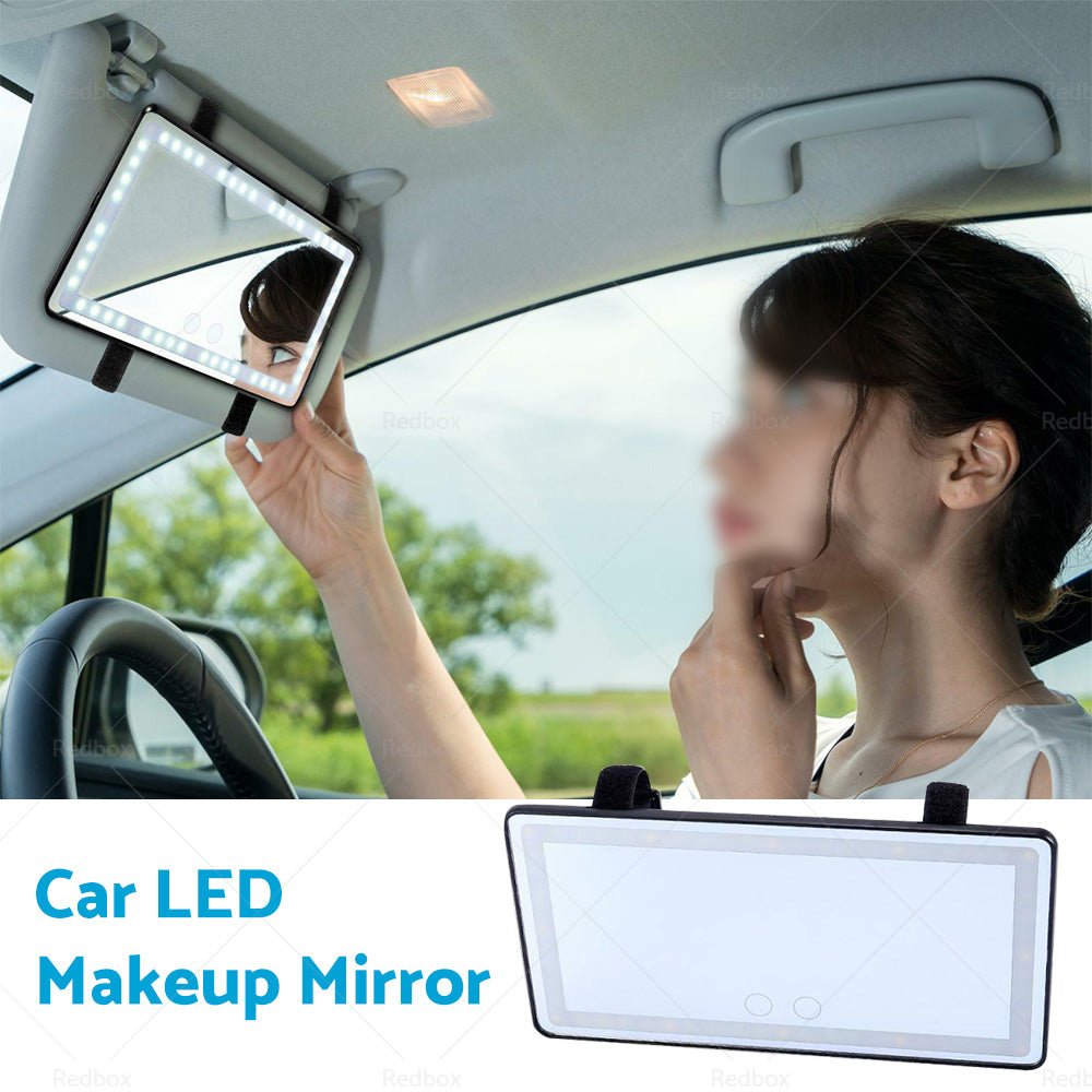 Car Sun Visor Makeup Cosmetic Mirror Set with 3 Type 60 LED Light Black 26x13cm - Frazy's Auto Parts