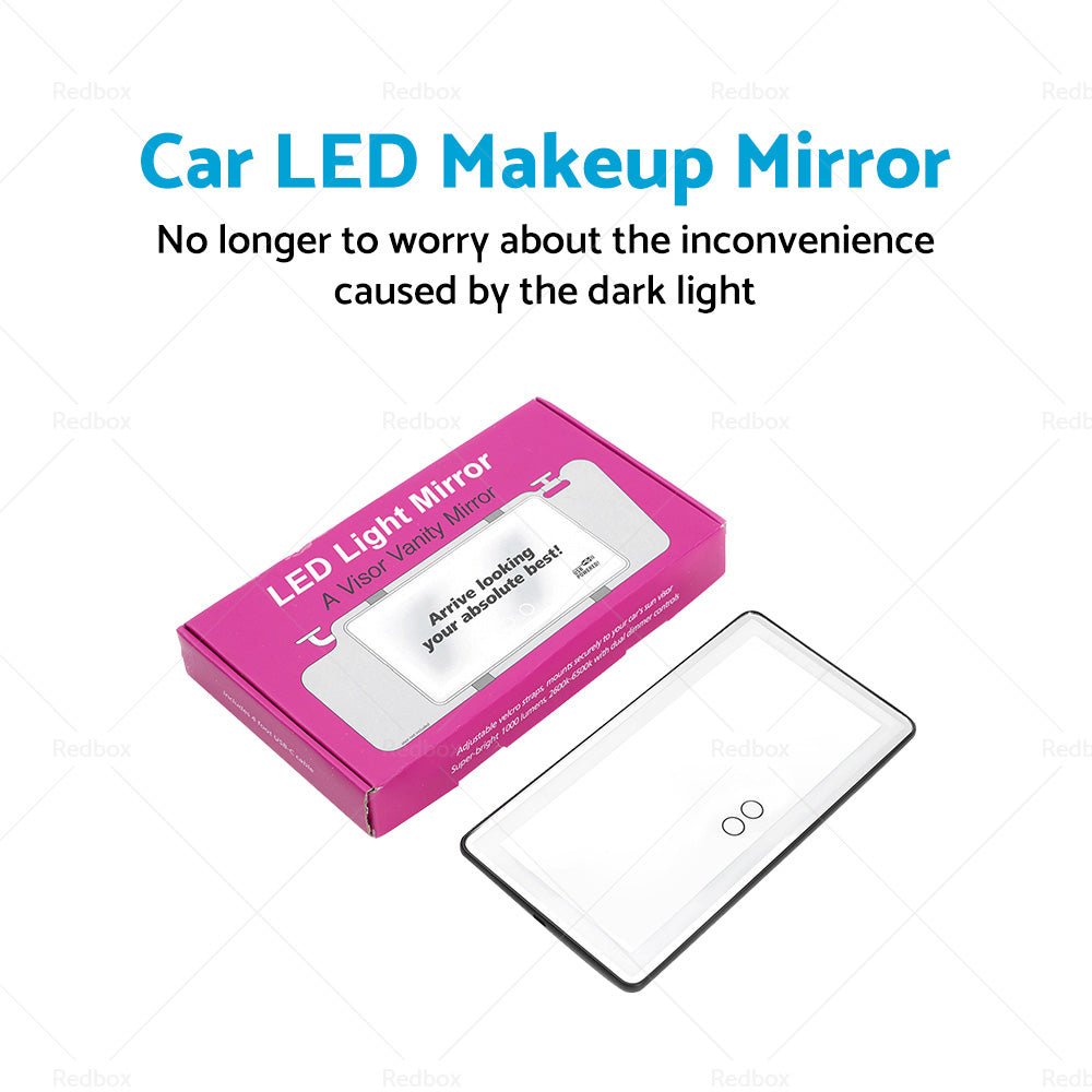 Car Sun Visor Makeup Cosmetic Mirror Set with 3 Type 60 LED Light Black 26x13cm - Frazy's Auto Parts