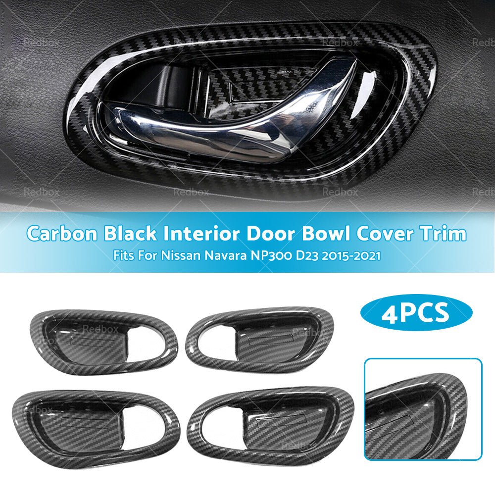 Carbon Black Interior Door Bowl Cover Trim Fit For Nissan Navara NP300 2015 - 2021 - Frazy's Auto Parts