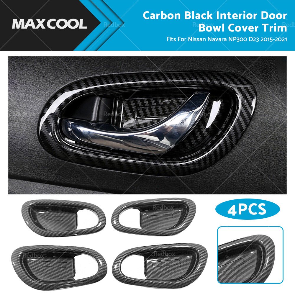 Carbon Black Interior Door Bowl Cover Trim Fit For Nissan Navara NP300 2015 - 2021 - Frazy's Auto Parts
