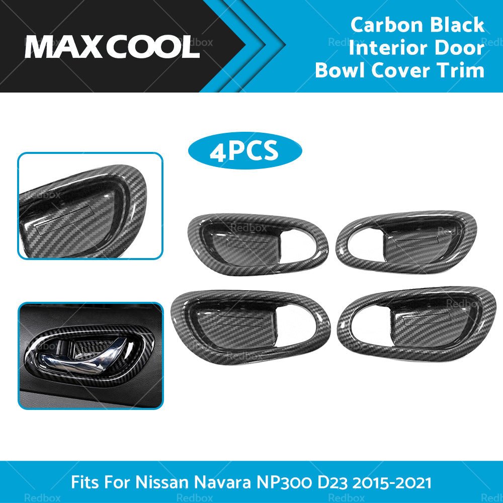 Carbon Black Interior Door Bowl Cover Trim Fit For Nissan Navara NP300 2015 - 2021 - Frazy's Auto Parts