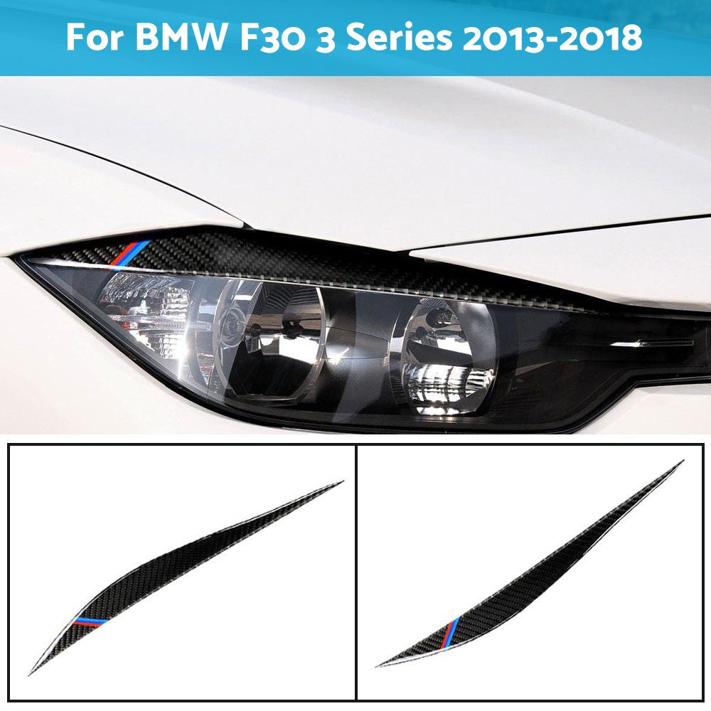 Carbon Fiber Eyelids Eyebrow Headlight Retrofit Accessories for BMW F30 3 Series - Frazy's Auto Parts