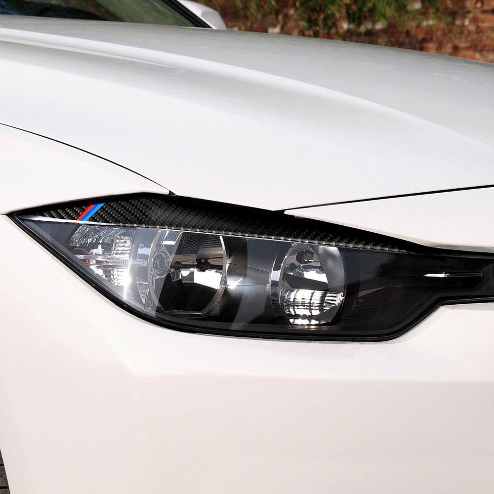 Carbon Fiber Eyelids Eyebrow Headlight Retrofit Accessories for BMW F30 3 Series - Frazy's Auto Parts