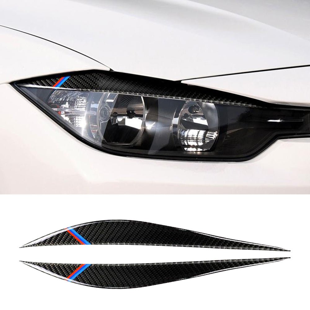 Carbon Fiber Eyelids Eyebrow Headlight Retrofit Accessories for BMW F30 3 Series - Frazy's Auto Parts