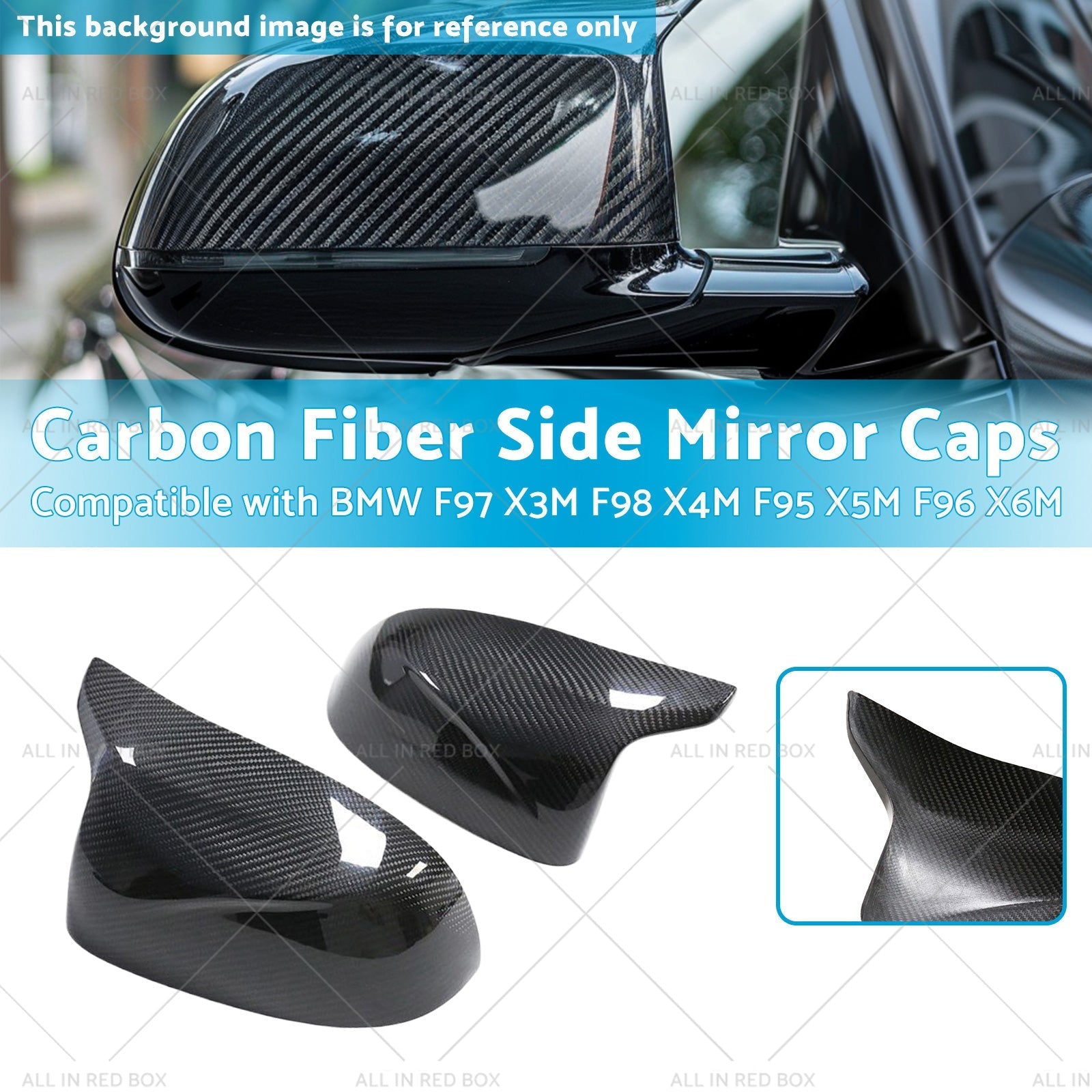 Carbon Fiber Side Mirror Caps Suitable for BMW X5M F96 X6M F97 X3M F98 X4M F95 - Frazy's Auto Parts