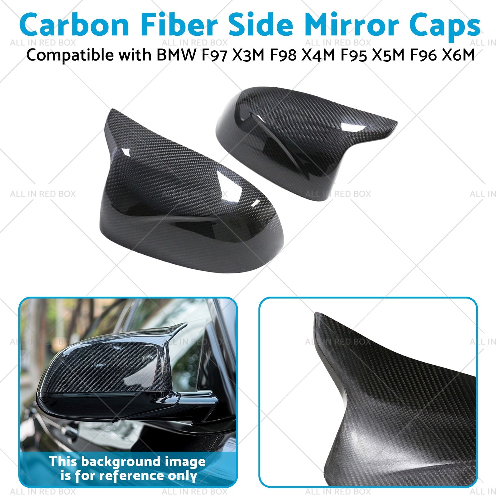 Carbon Fiber Side Mirror Caps Suitable for BMW X5M F96 X6M F97 X3M F98 X4M F95 - Frazy's Auto Parts