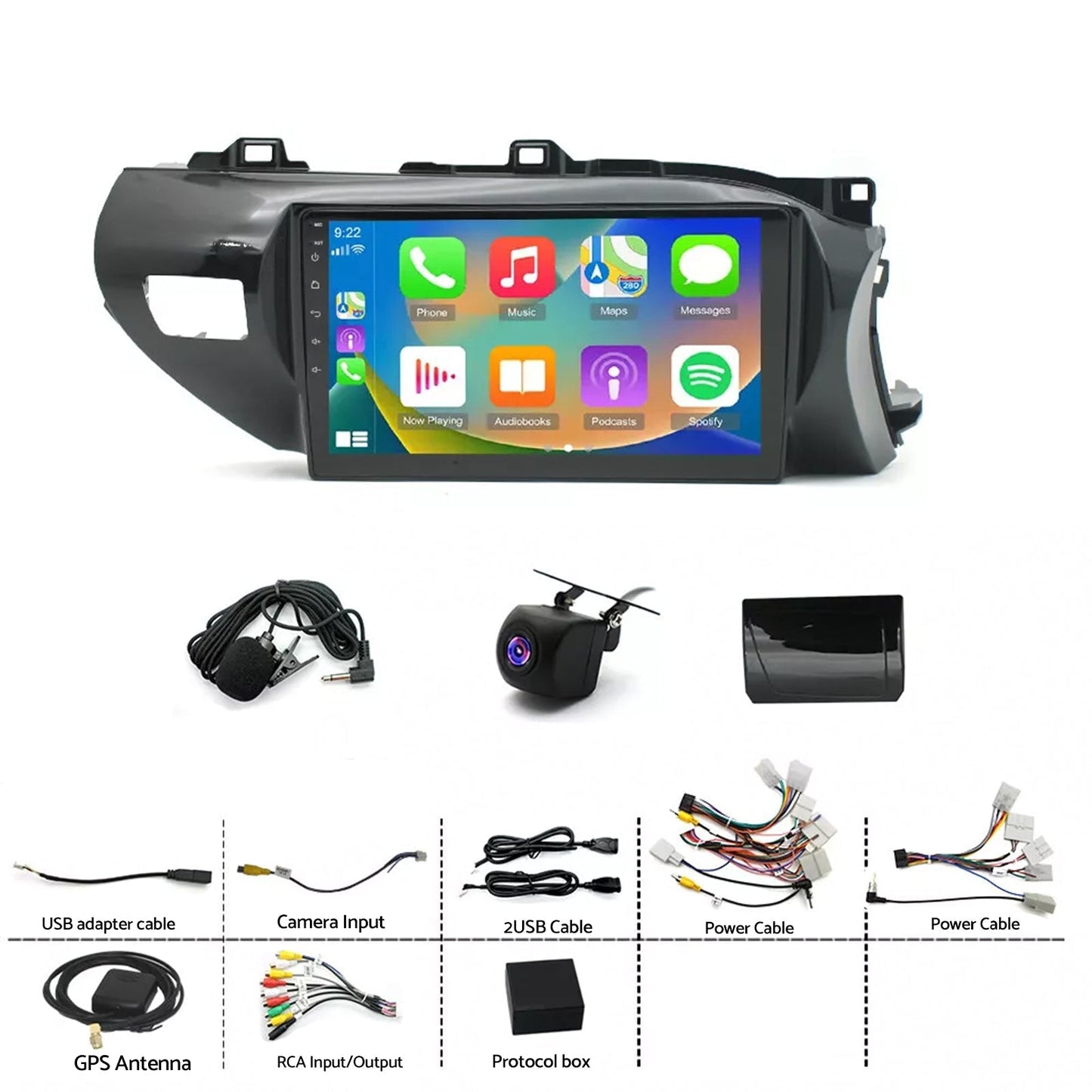 CarPlay Radio Head Unit Suitable For Toyota Hilux 15 - 22 Android 14 Apple 4+64G - Frazy's Auto Parts