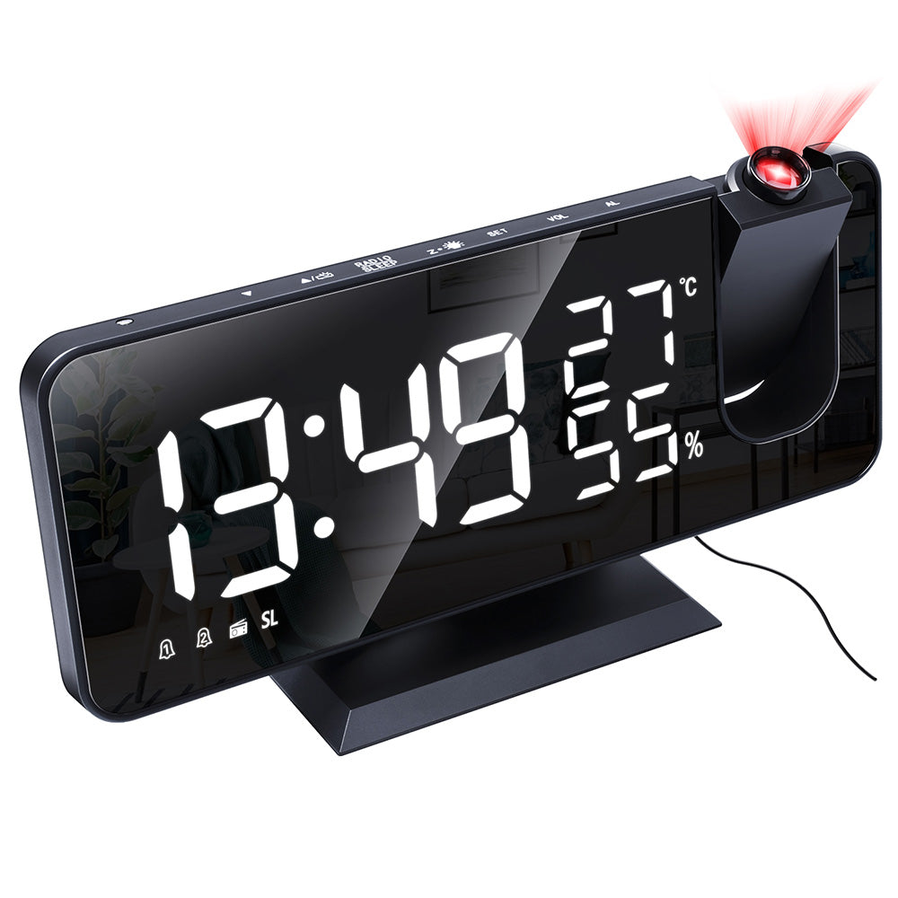 Projection on Ceiling Digital Dual Alarm Clock Bedroom Radio LED Big Screen-1