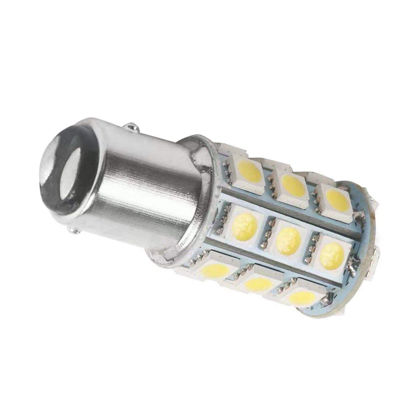 2x 12V BA15D LED White 27 SMD 5050 Indicator Signal Lights Suitable For Caravan & Car-1