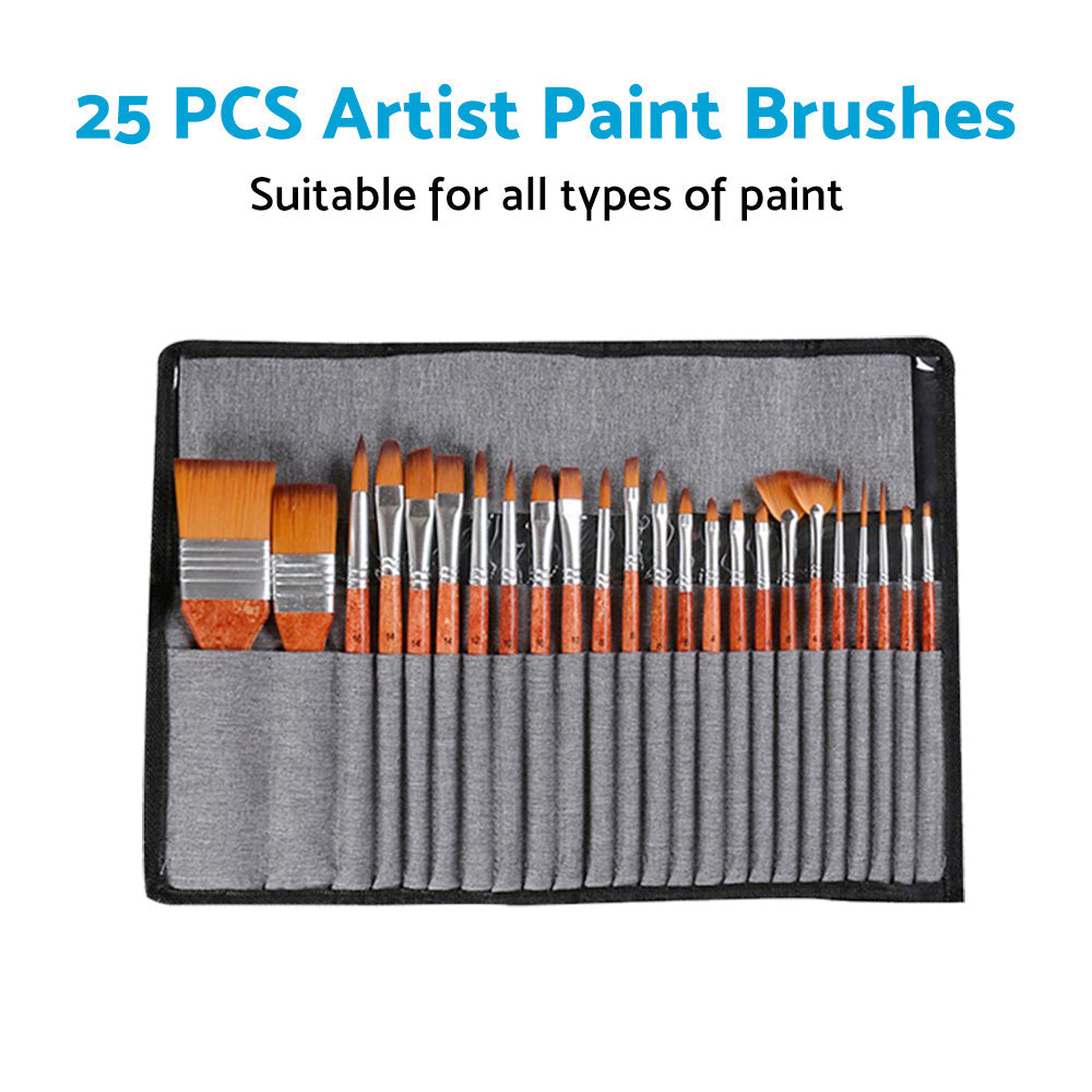 25 Pcs Artist Paint Brushes Watercolour Acrylic Oil Painting Brush With Case Set-1