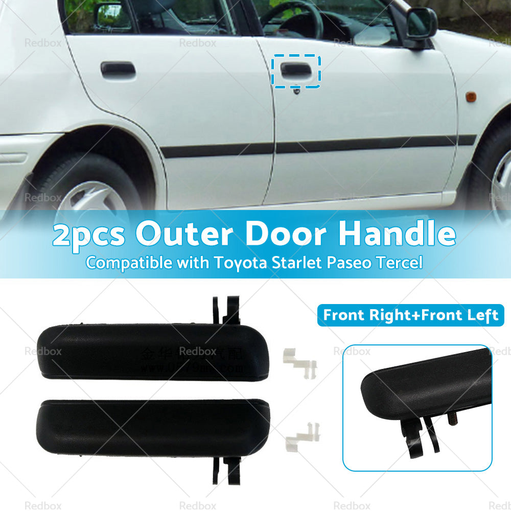 Pair LHRH FRONT Outer Door Handle Suitable For Toyota Starlet EP91 96~99 Black-2