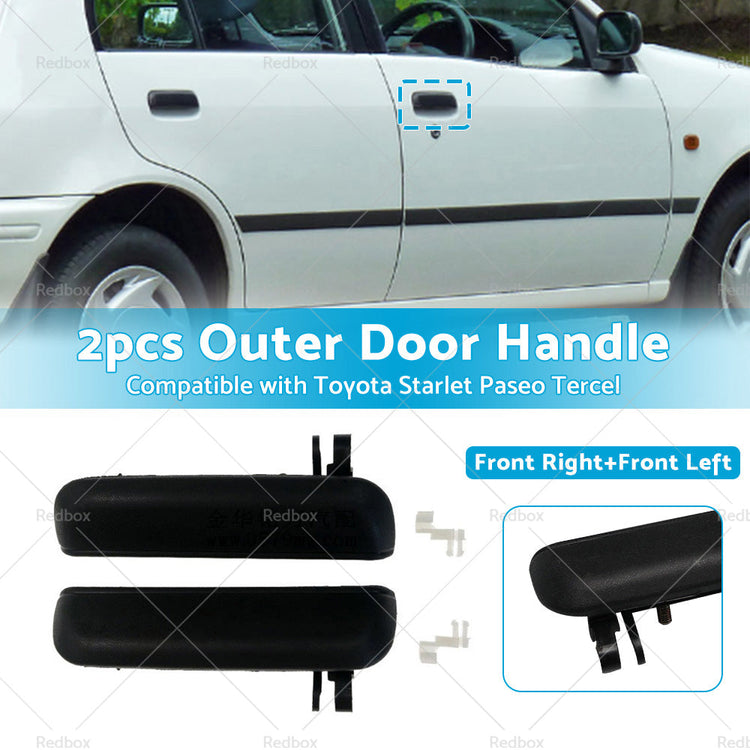 Pair LHRH FRONT Outer Door Handle Suitable For Toyota Starlet EP91 96~99 Black-2