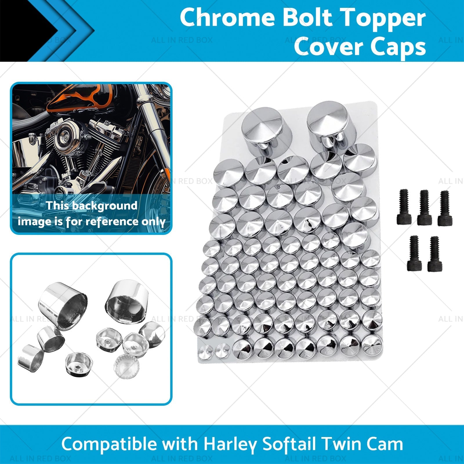 Chrome Bolt Topper Cover Caps Suitable For Harley Twin Cam Softail 2007 - 2013 - Frazy's Auto Parts
