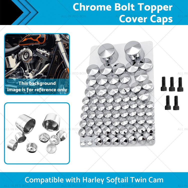 Chrome Bolt Topper Cover Caps Suitable For Harley Twin Cam Softail 2007 - 2013 - Frazy's Auto Parts