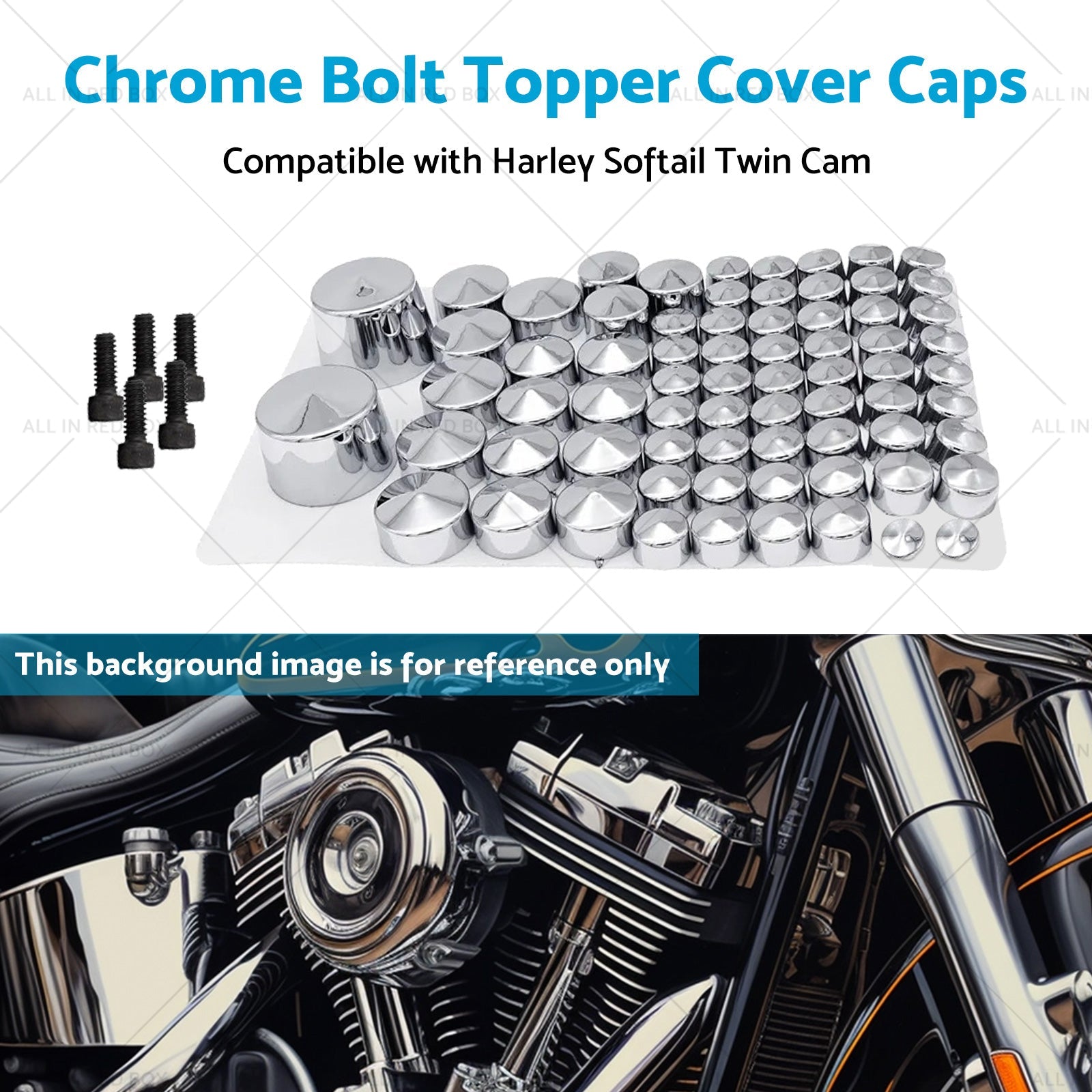 Chrome Bolt Topper Cover Caps Suitable For Harley Twin Cam Softail 2007 - 2013 - Frazy's Auto Parts