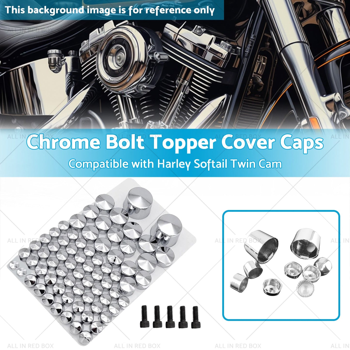 Chrome Bolt Topper Cover Caps Suitable For Harley Twin Cam Softail 2007 - 2013 - Frazy's Auto Parts