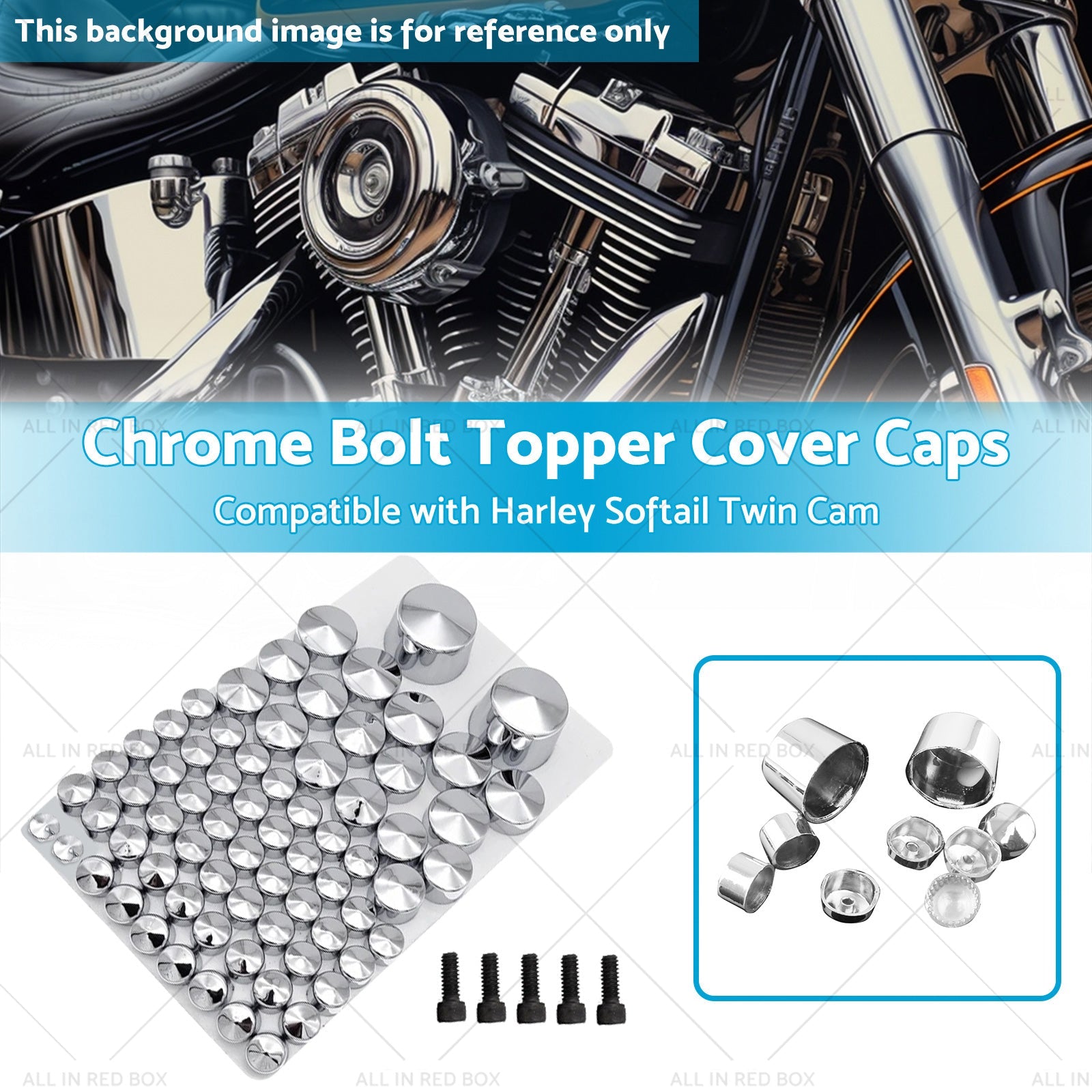 Chrome Bolt Topper Cover Caps Suitable For Harley Twin Cam Softail 2007 - 2013 - Frazy's Auto Parts